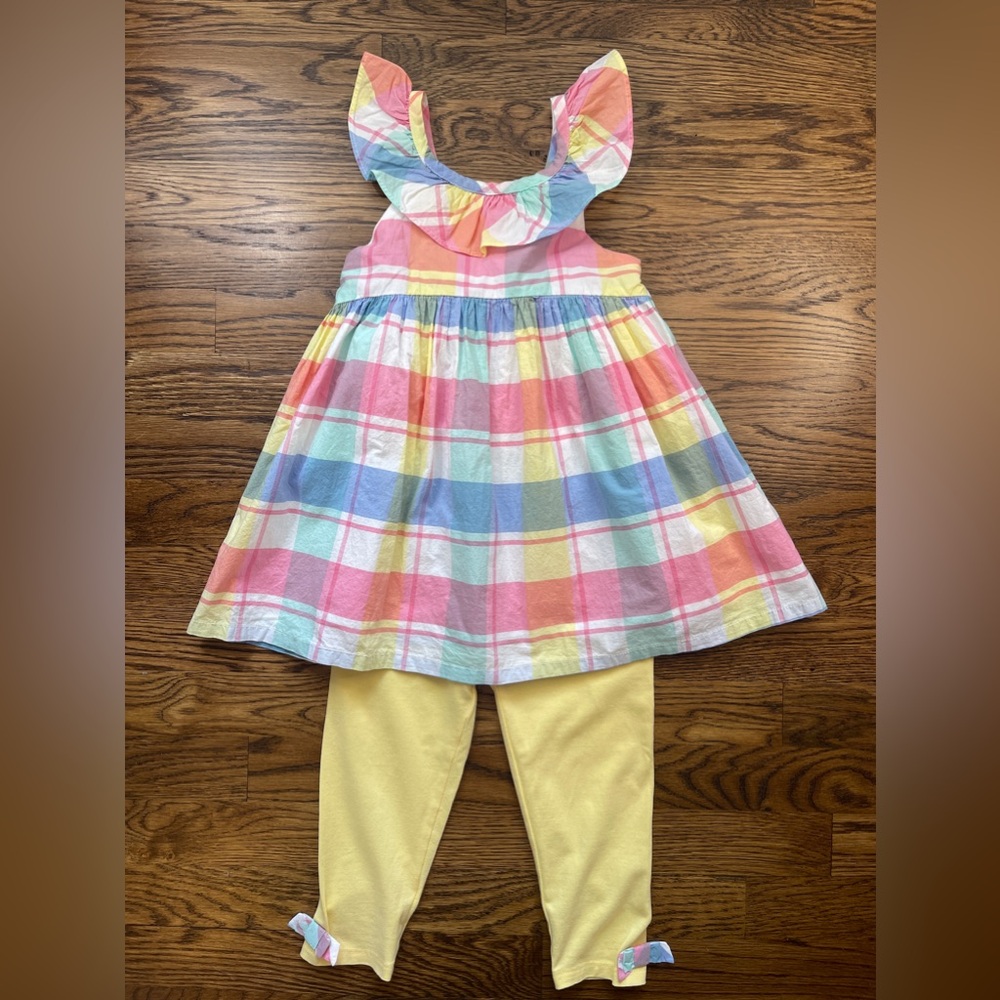 Tommy Bahama Girls Spring Summer Pastel Plaid Tunic Two Piece Outfit Set Size 5